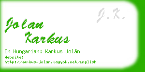 jolan karkus business card