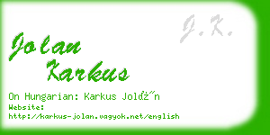 jolan karkus business card